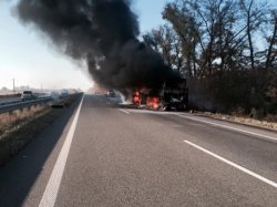 На трассе Харьков-Киев произошло ДТП: по направлению к столице сгорел автобус