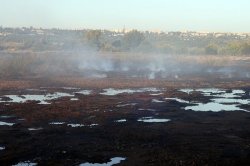 Продолжаются работы по ликвидации пожара на шламонакопителе северодонецкого Азота