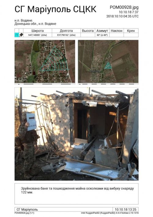 Украинская сторона СЦКК показала последствия обстрела боевиками Водяного