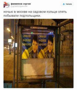 В Москве повесили плакаты «Свободу Надежде Савченко» с флагом Украины (фото)