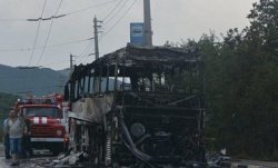 В Крыму загорелся автобус с детьми