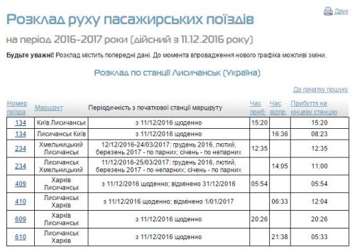 «Укрзализныця» внесла изменения в расписание движения поездов в Лисичанск