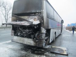 На трассе Киев-Чоп горел международный автобус